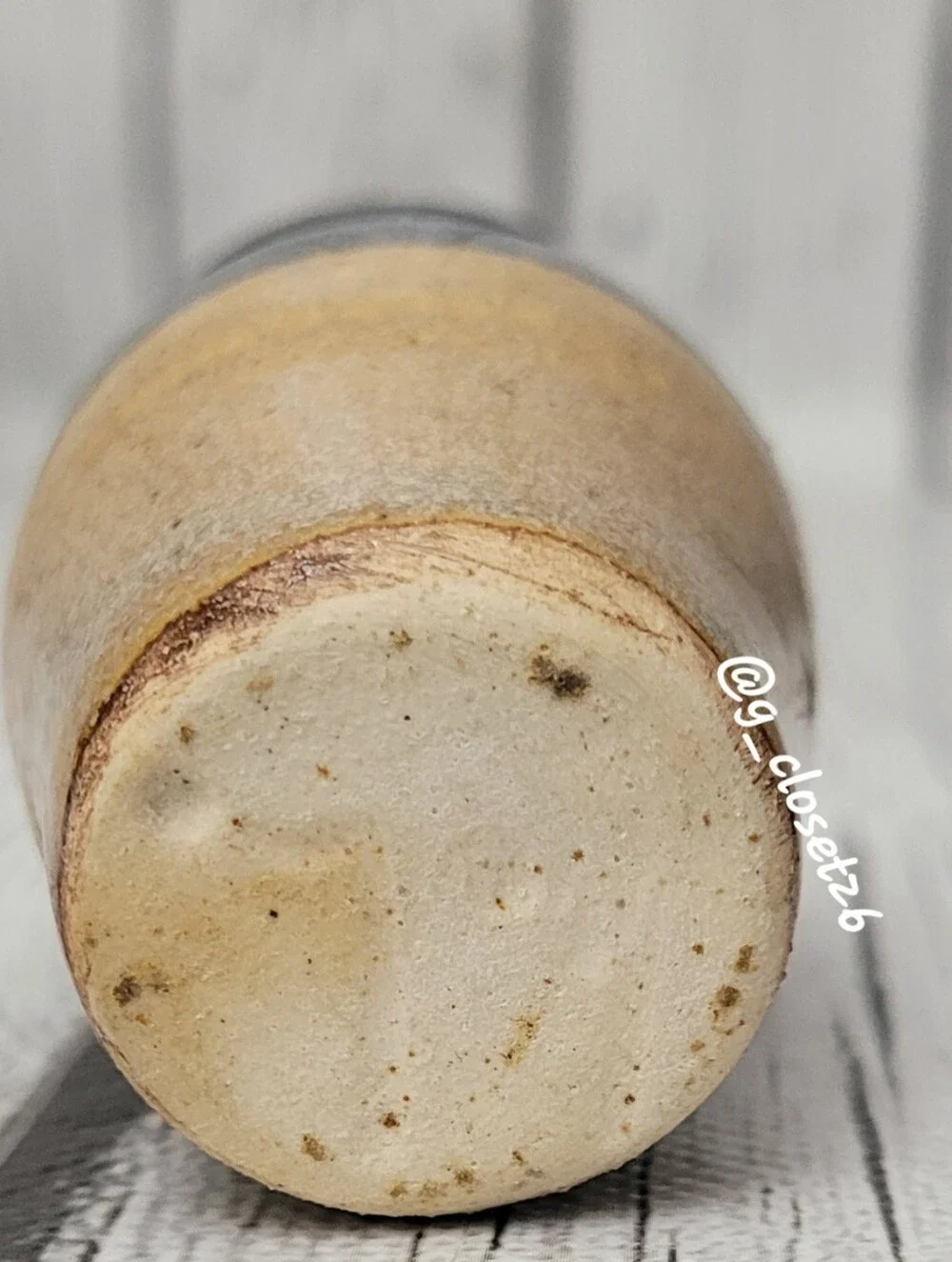 Mini Vintage Two-Tone Ceramic Bud Vase - Blue and Tan